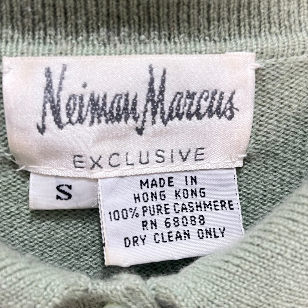Vintage Neiman Marcus 100% cashmere polo‎ sweater quiet luxury 80s 90s imperfect - Picture 8 of 11